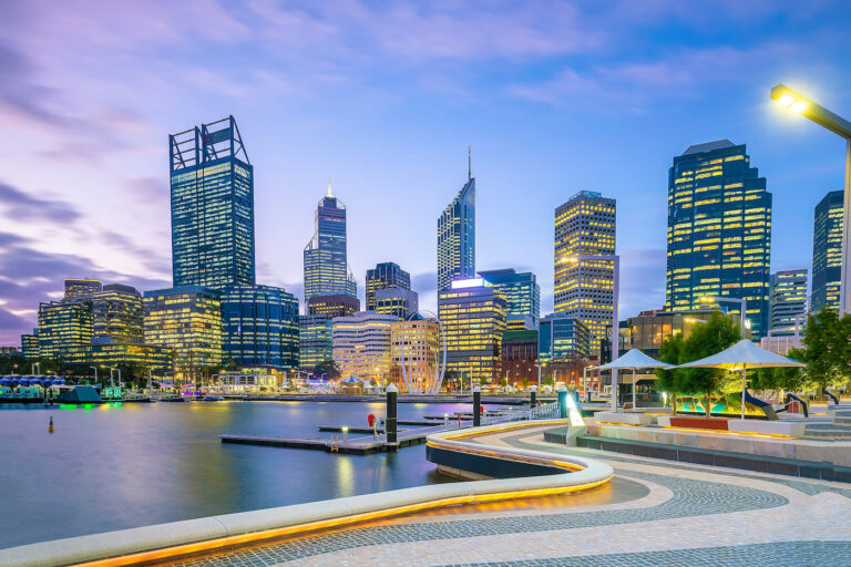 Perth downtown city skyline cityscape of Australia