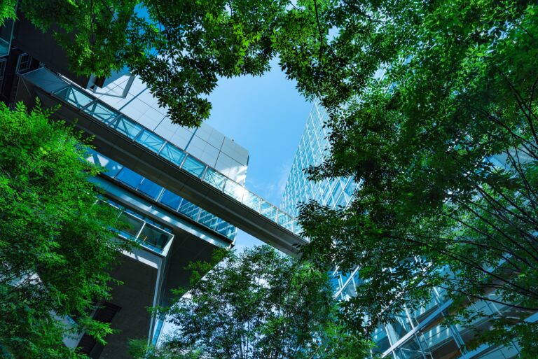 High-rise buildings and blue sky - Tokyo, Japan